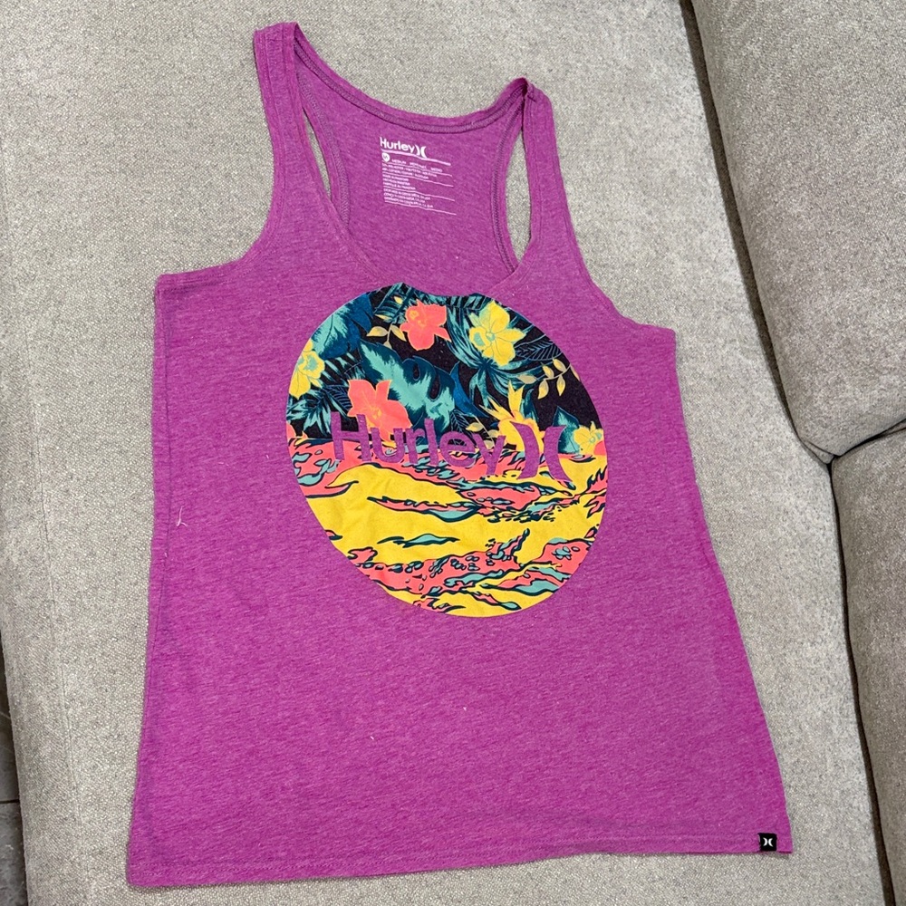 Hurley Women's Pink Graphic Tank Top M